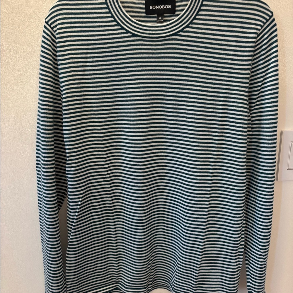Bonobos Green Striped Long Sleeve Shirt